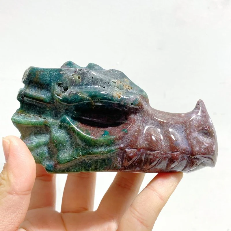 5 Pieces Ocean Jasper Dragon Head Carving - Image 4