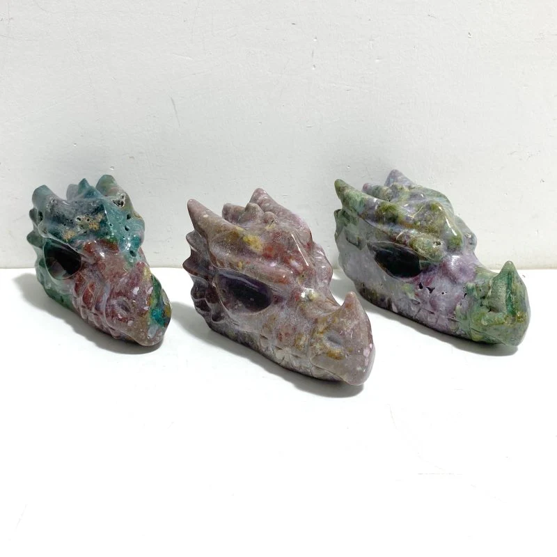 5 Pieces Ocean Jasper Dragon Head Carving - Image 7