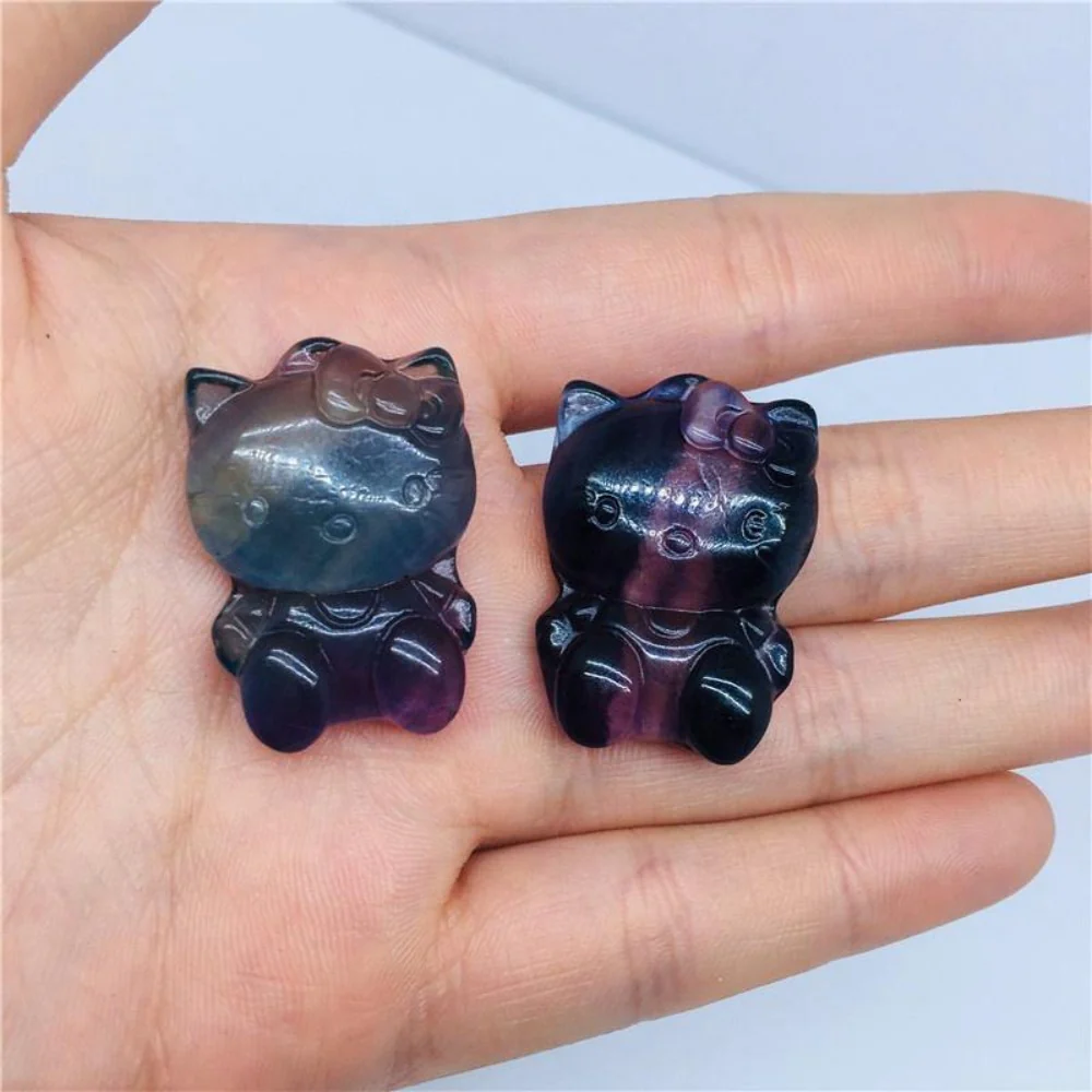 Colorful Rainbow Fluorite Crystal Hello Kitty - Image 4