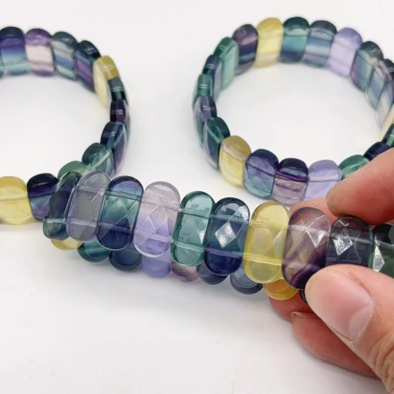 Colorful Rainbow Fluorite Elastic Bracelet Wholesale - Image 4