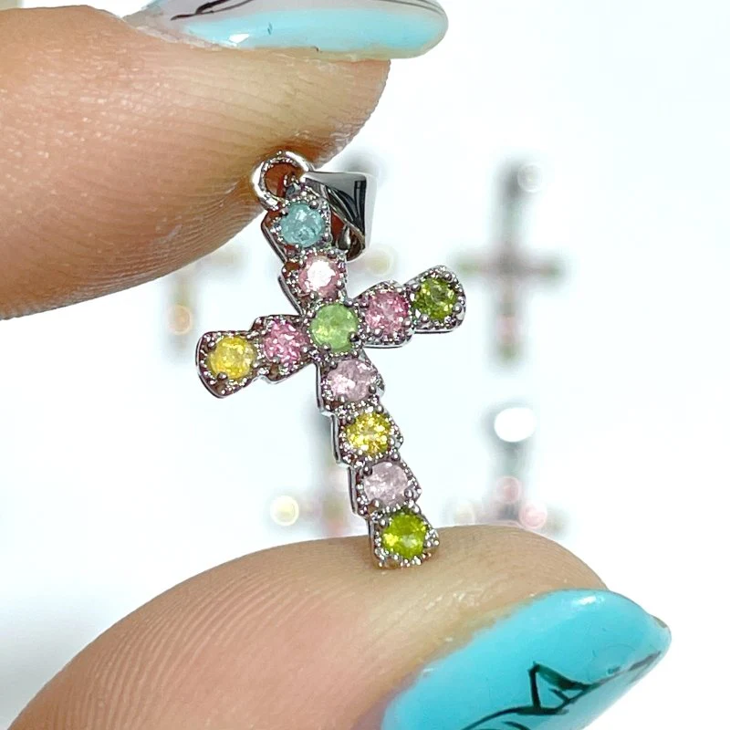 Colorful Tourmaline Cross Shape Pendant Wholesale