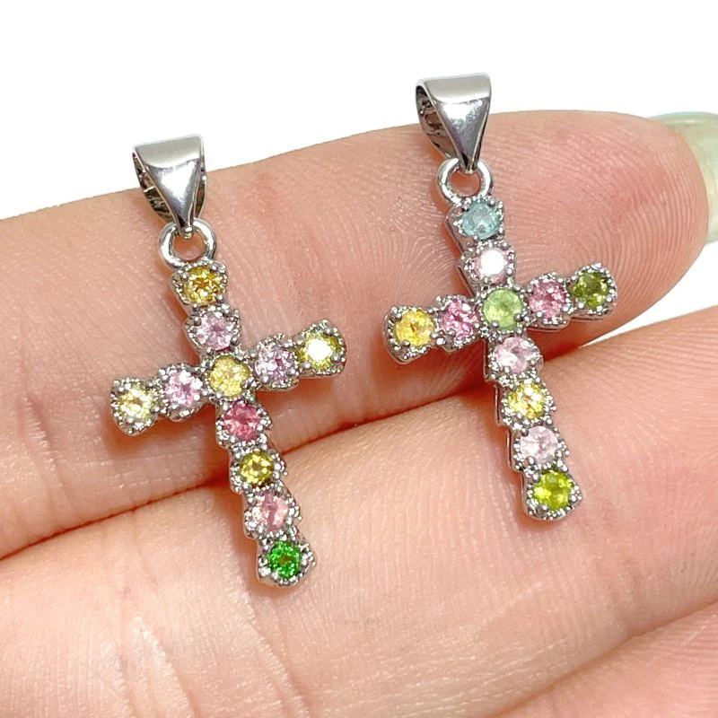 Colorful Tourmaline Cross Shape Pendant Wholesale - Image 2