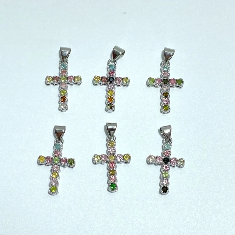 Colorful Tourmaline Cross Shape Pendant Wholesale - Image 3