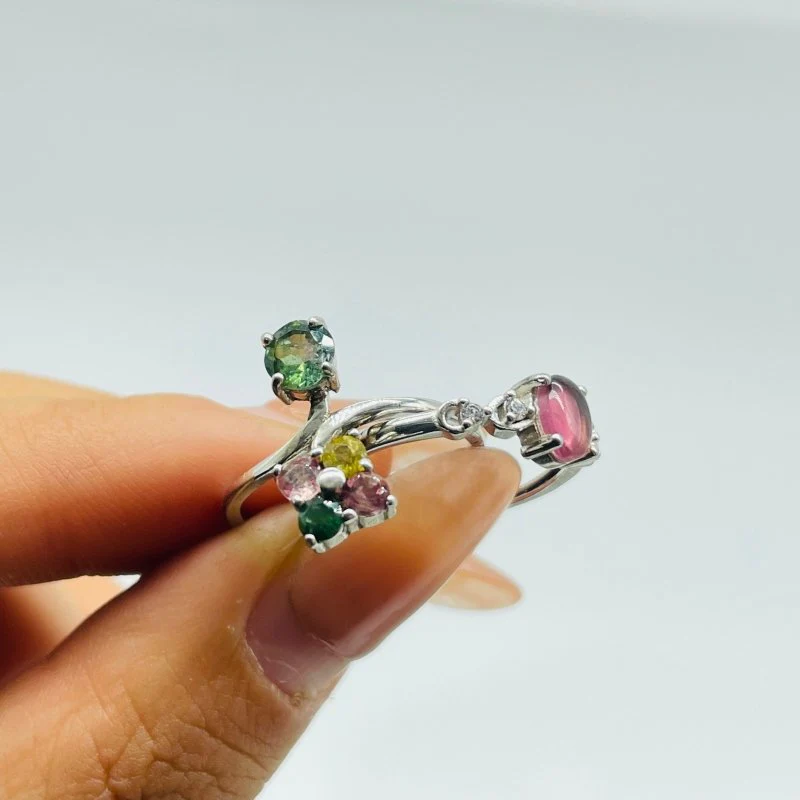 50 Pieces Colorful Tourmaline Different Styles Sterling Silver Ring - Image 3