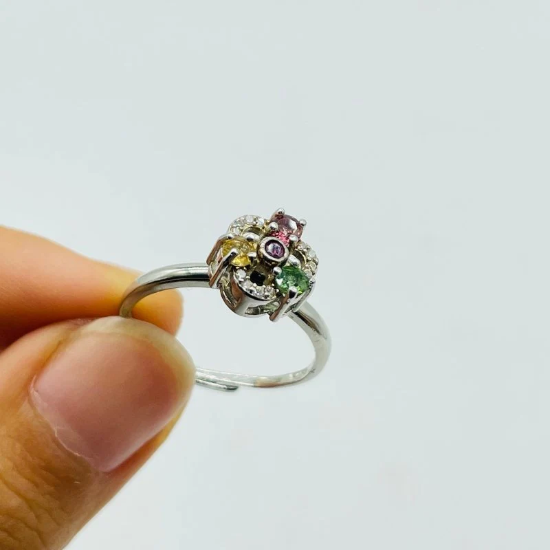 Colorful Tourmaline Gemstone Rotatable Sterling Silver Ring Wholesale - Image 3