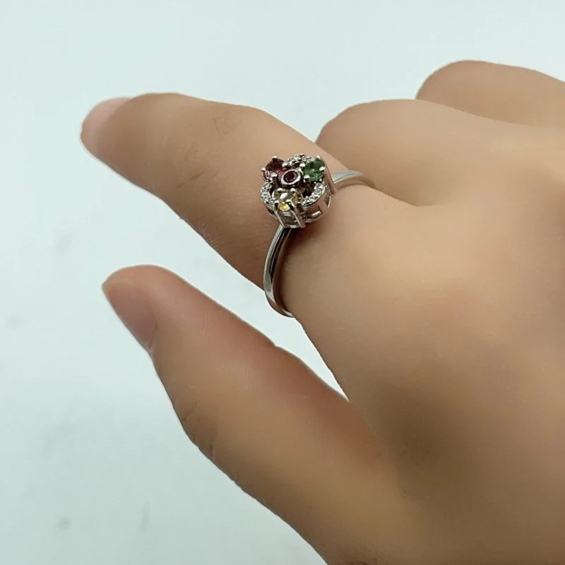 Colorful Tourmaline Gemstone Rotatable Sterling Silver Ring Wholesale - Image 4