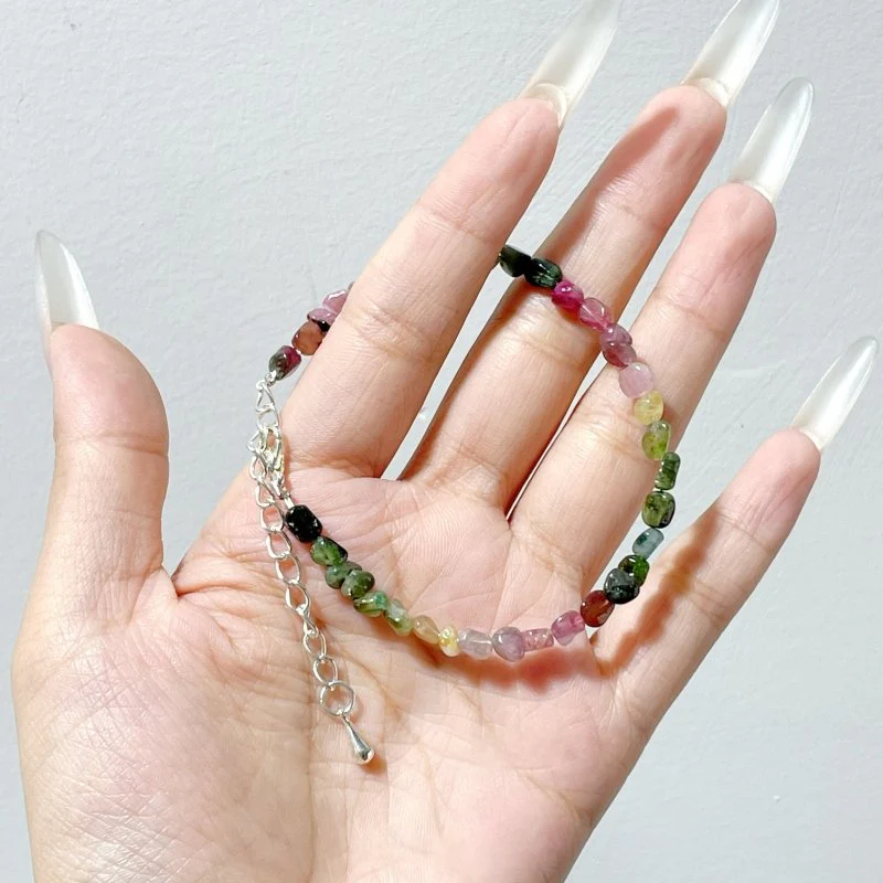 Colorful Tourmaline Gravel Chips 0.1-0.2in(3-5mm) Bracelet Wholesale