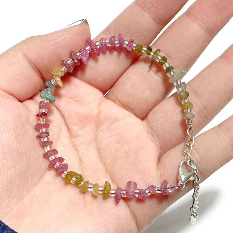 Colorful Tourmaline Gravel Chips 0.27in(7mm) Bracelet Wholesale