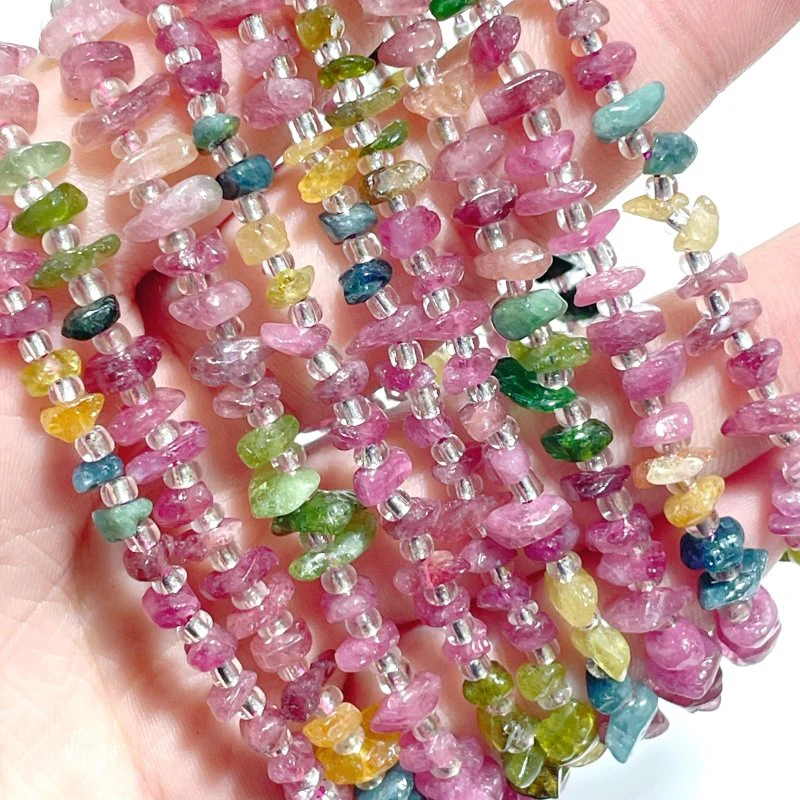 Colorful Tourmaline Gravel Chips 0.27in(7mm) Bracelet Wholesale - Image 2
