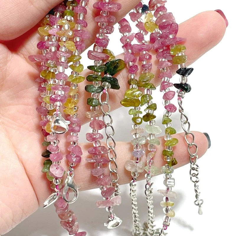Colorful Tourmaline Gravel Chips 0.27in(7mm) Bracelet Wholesale - Image 4