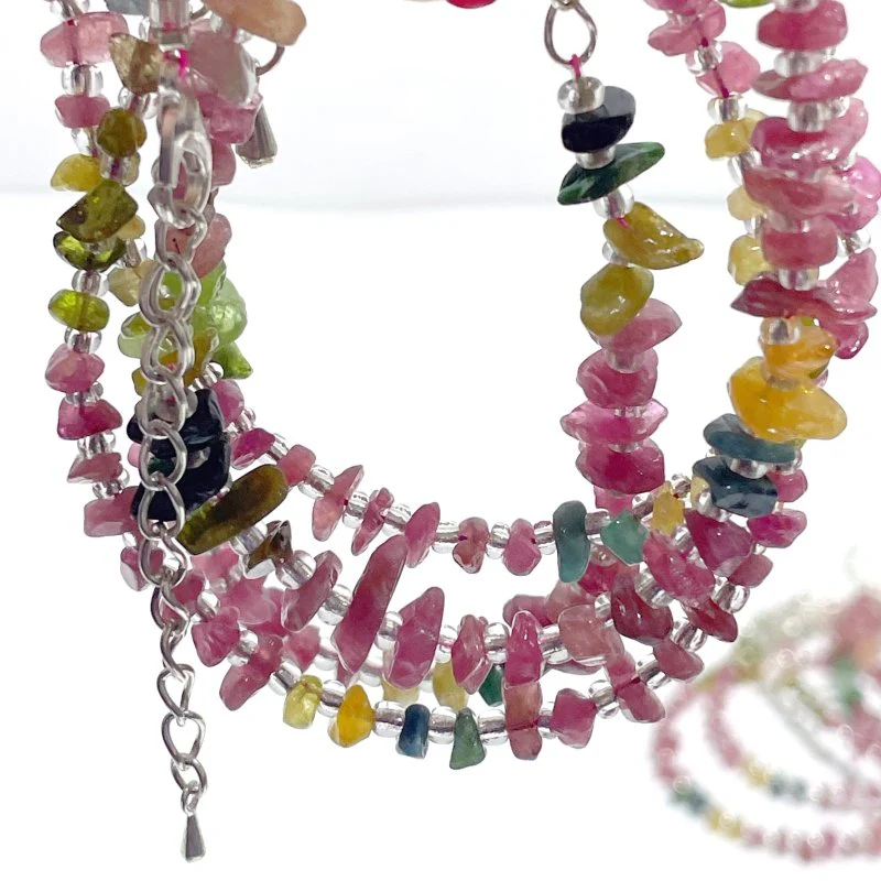 Colorful Tourmaline Gravel Chips 0.27in(7mm) Bracelet Wholesale - Image 5