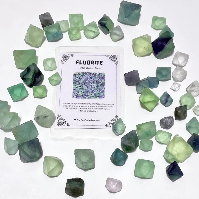 Colourful Fluorite Raw Octahedron Gift Box Wholesale Shrink Wrap Packaging