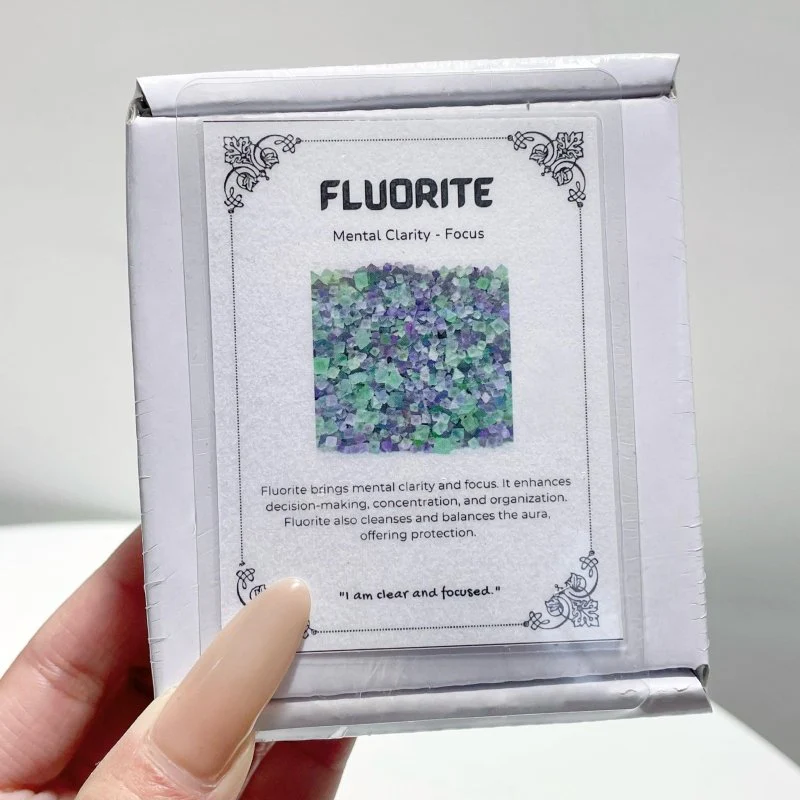 Colourful Fluorite Raw Octahedron Gift Box Wholesale Shrink Wrap Packaging - Image 3