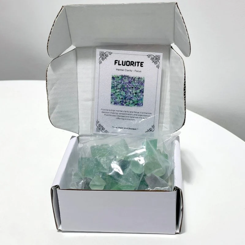 Colourful Fluorite Raw Octahedron Gift Box Wholesale Shrink Wrap Packaging - Image 5