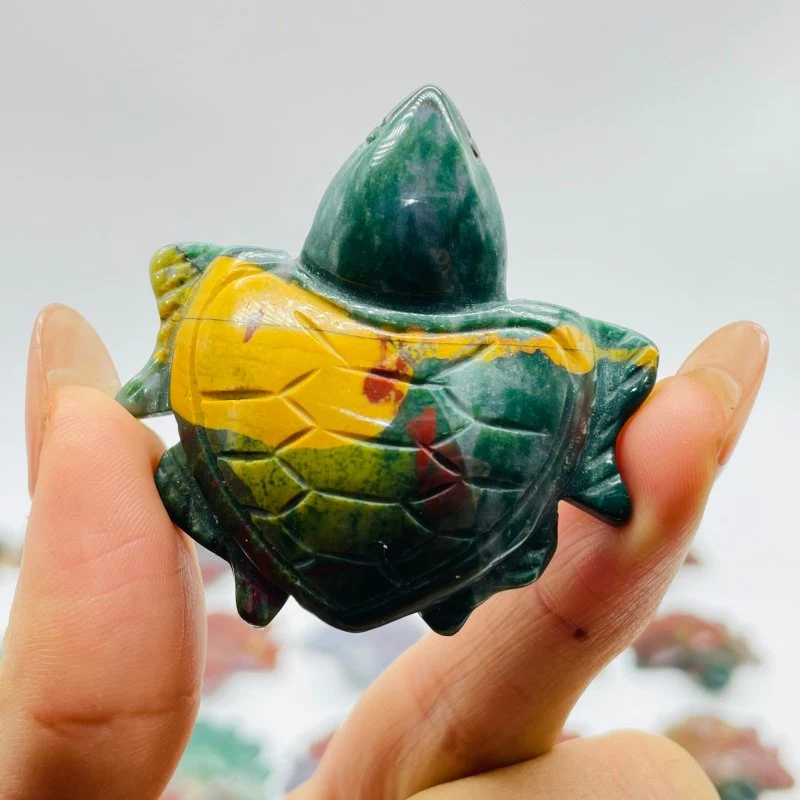 41 Pieces Colourful Ocean Jasper Sea Turtle Carving - Image 3