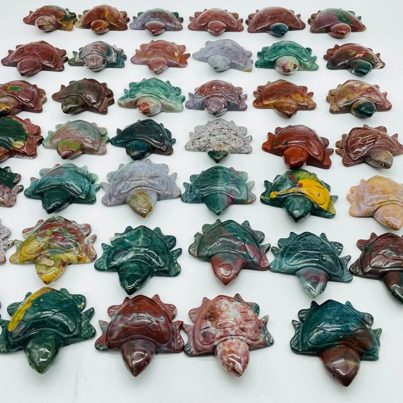 41 Pieces Colourful Ocean Jasper Sea Turtle Carving - Image 5