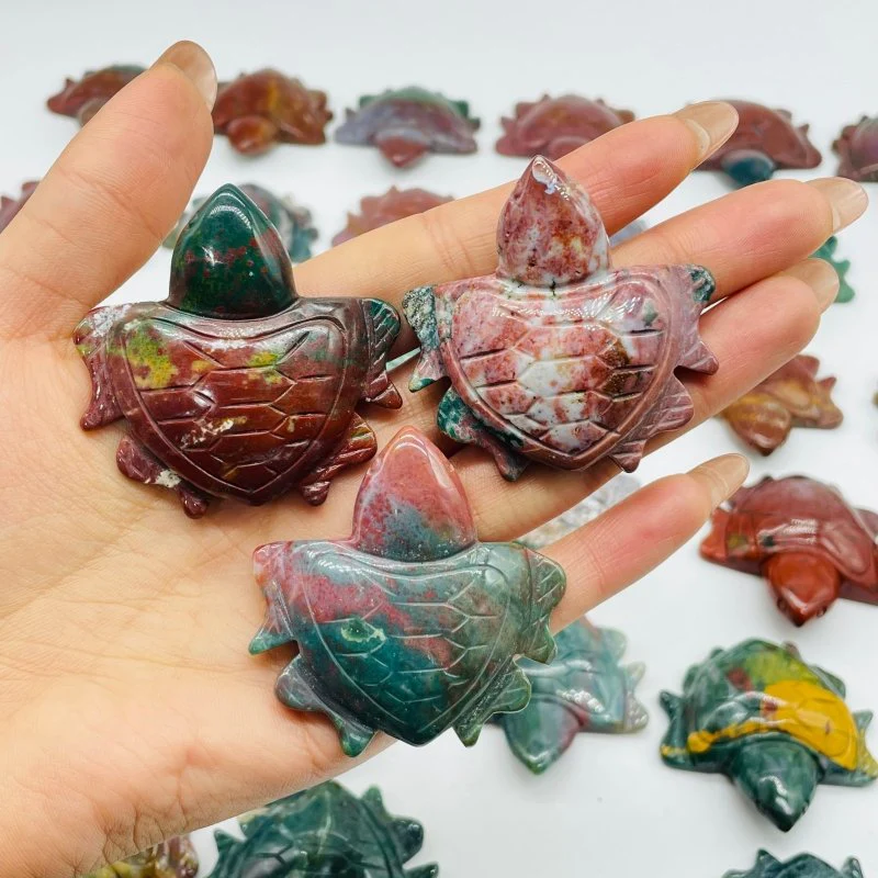 41 Pieces Colourful Ocean Jasper Sea Turtle Carving - Image 6