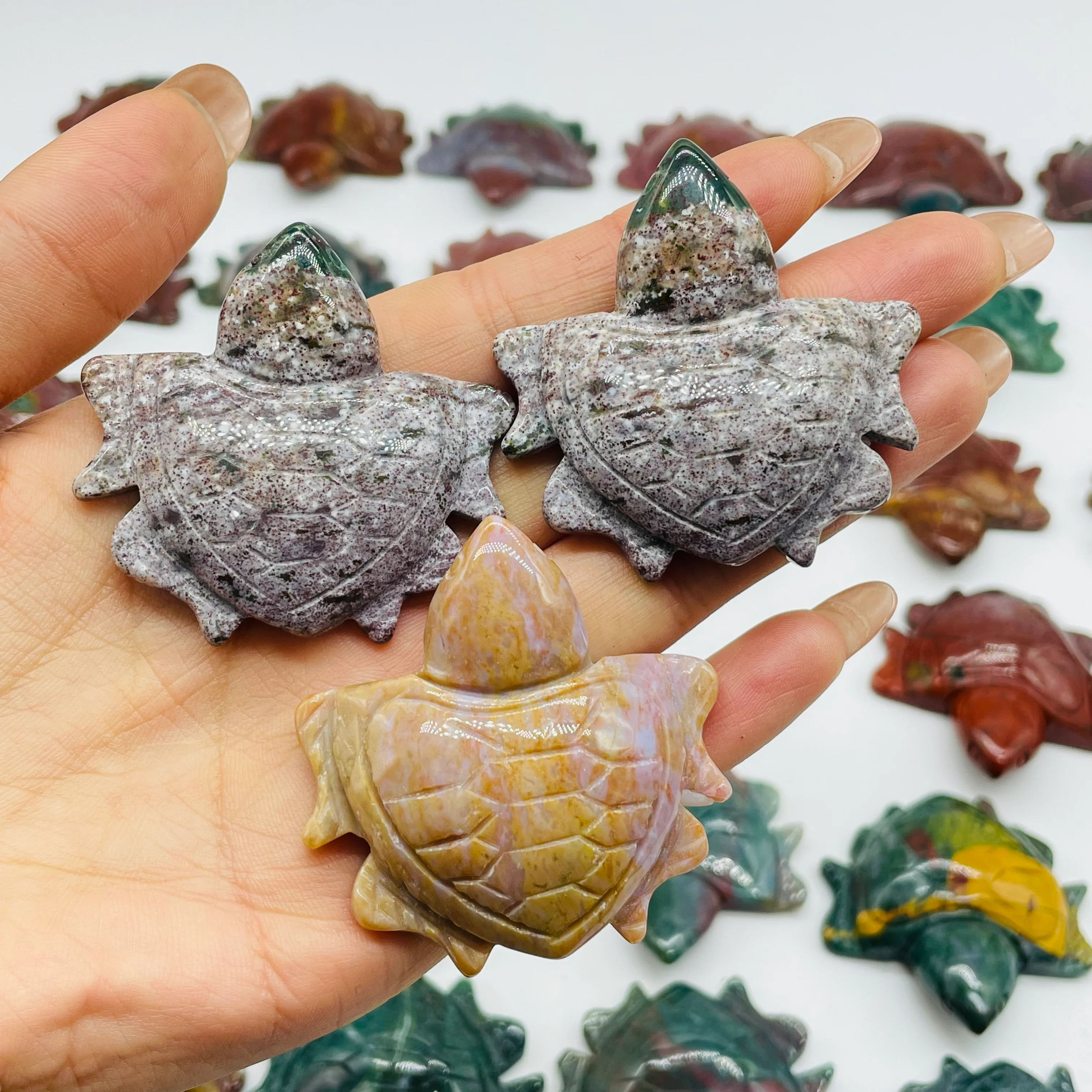 41 Pieces Colourful Ocean Jasper Sea Turtle Carving - Image 7