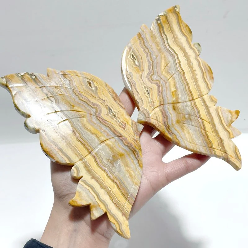 Crazy Agate Butterfly Wing Carving With Stand - Image 4