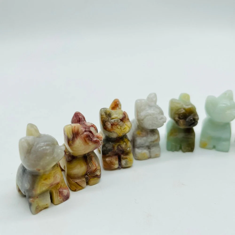 Mini Crazy Agate&Caribbean Calcite Cat Carving Wholesale - Image 2
