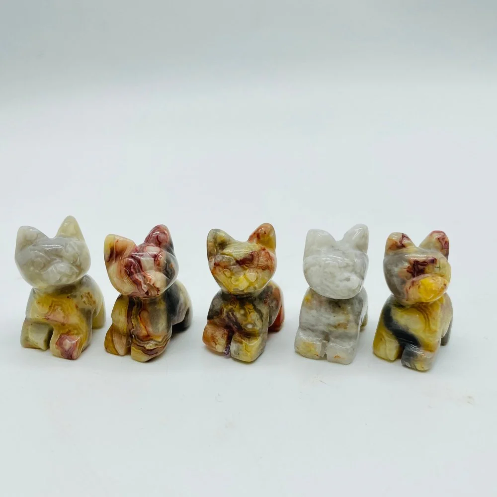 Mini Crazy Agate&Caribbean Calcite Cat Carving Wholesale - Image 5