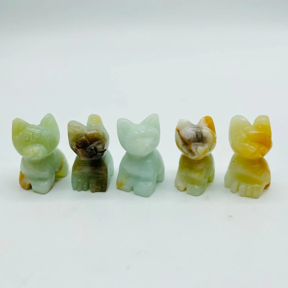 Mini Crazy Agate&Caribbean Calcite Cat Carving Wholesale - Image 6