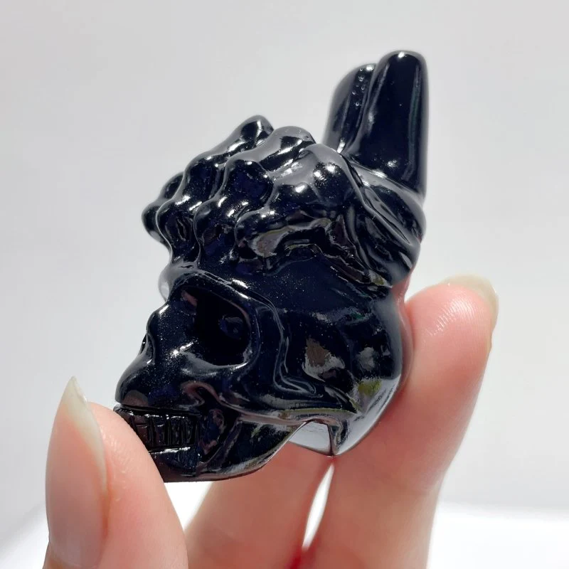 9 Types Crystal Skull With Hand Carving Wholesale Pink Opal Obsidian - Image 17
