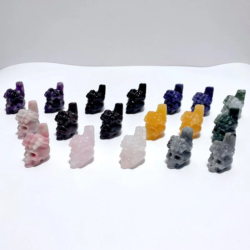 9 Types Crystal Skull With Hand Carving Wholesale Pink Opal Obsidian - Image 3