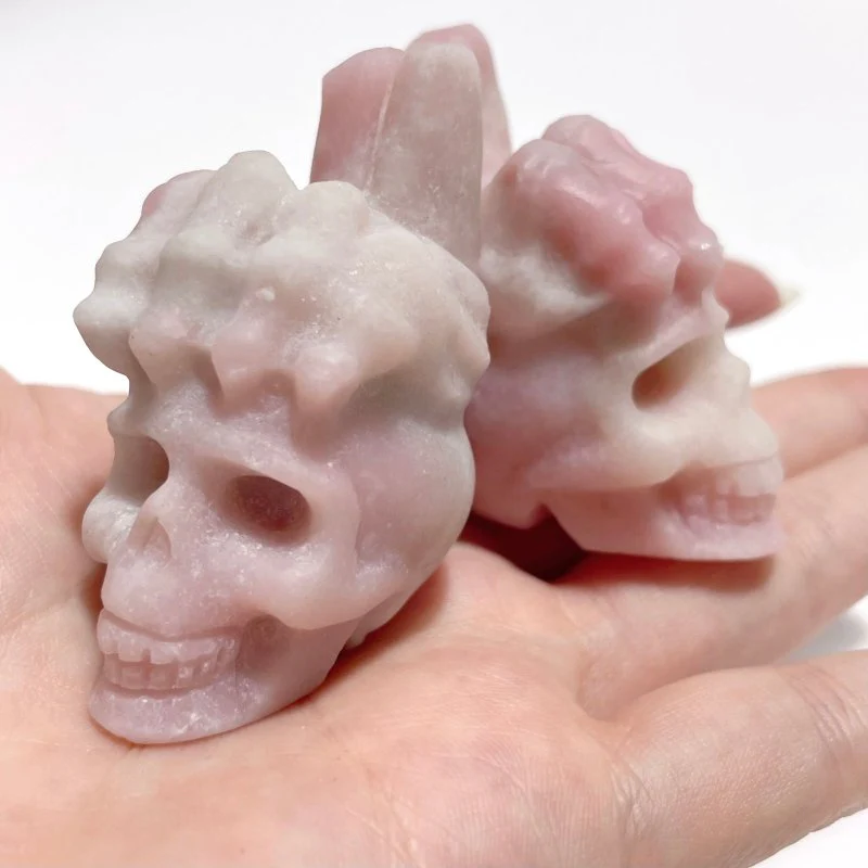 9 Types Crystal Skull With Hand Carving Wholesale Pink Opal Obsidian - Image 5