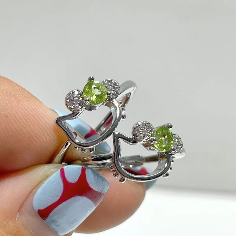 Cut Faceted Peridot Rings Hello Kitty Shape Wholesale - Image 3