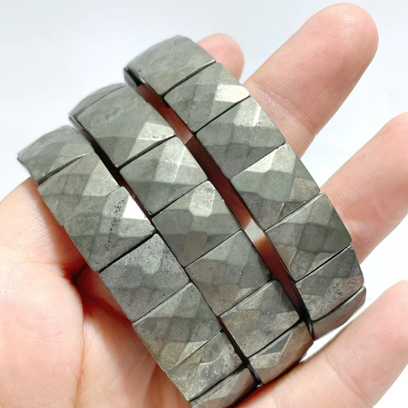 Cut Faceted Pyrite Bracelet Square Shape Wholesale