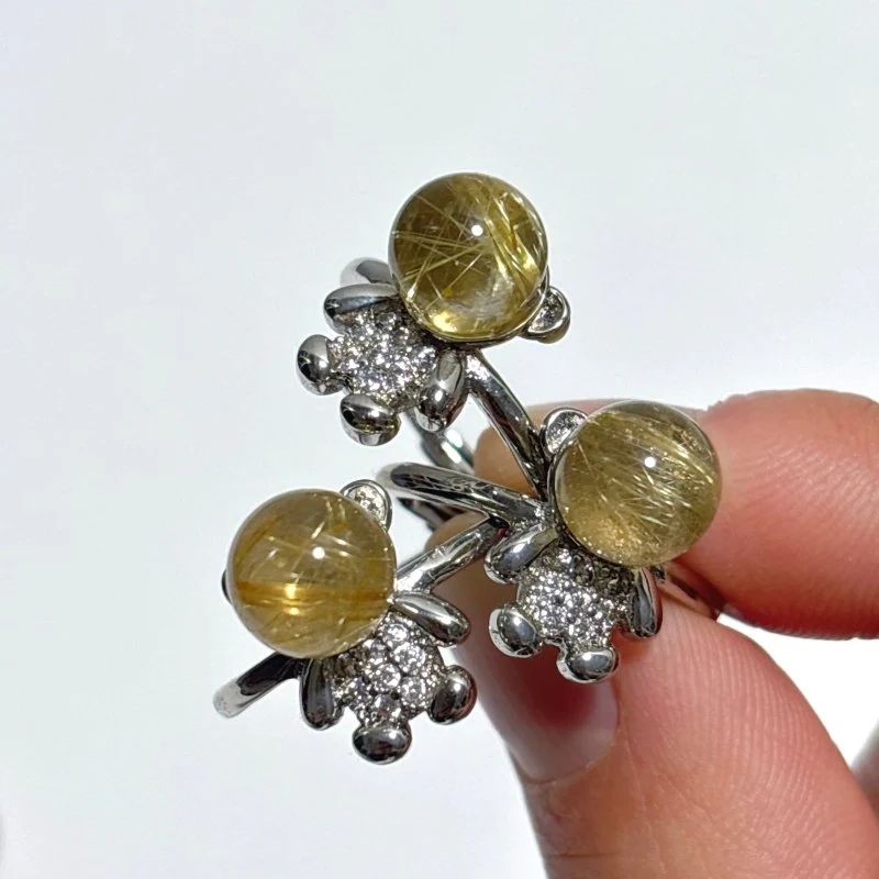 Cute Bear Rutile Quartz Crystal Ring Wholesale - Image 4