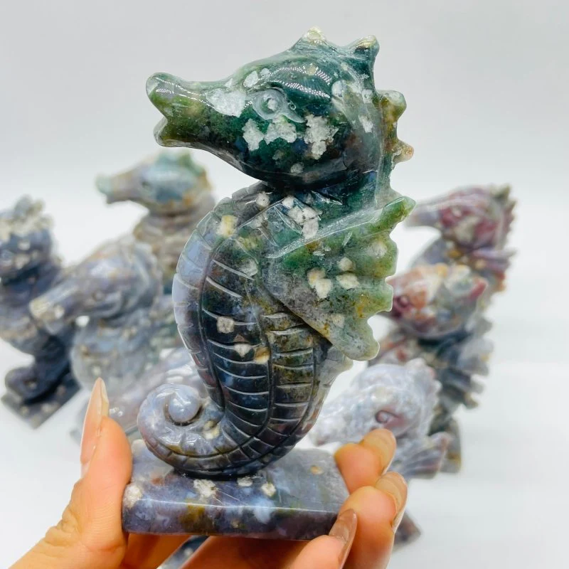 10 Pieces Cute Ocean Jasper Seahorse Carving - Image 2