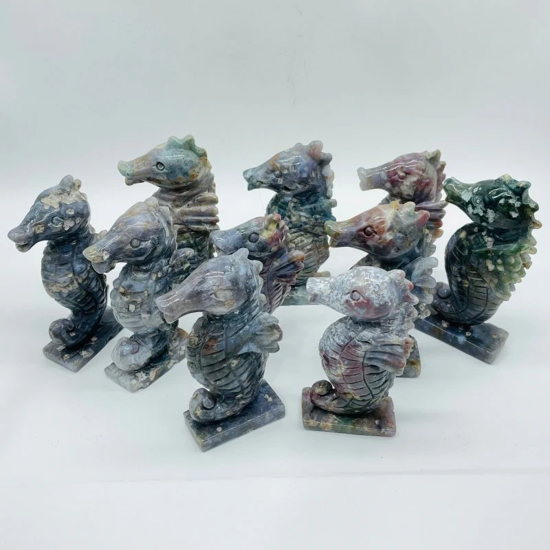 10 Pieces Cute Ocean Jasper Seahorse Carving - Image 4