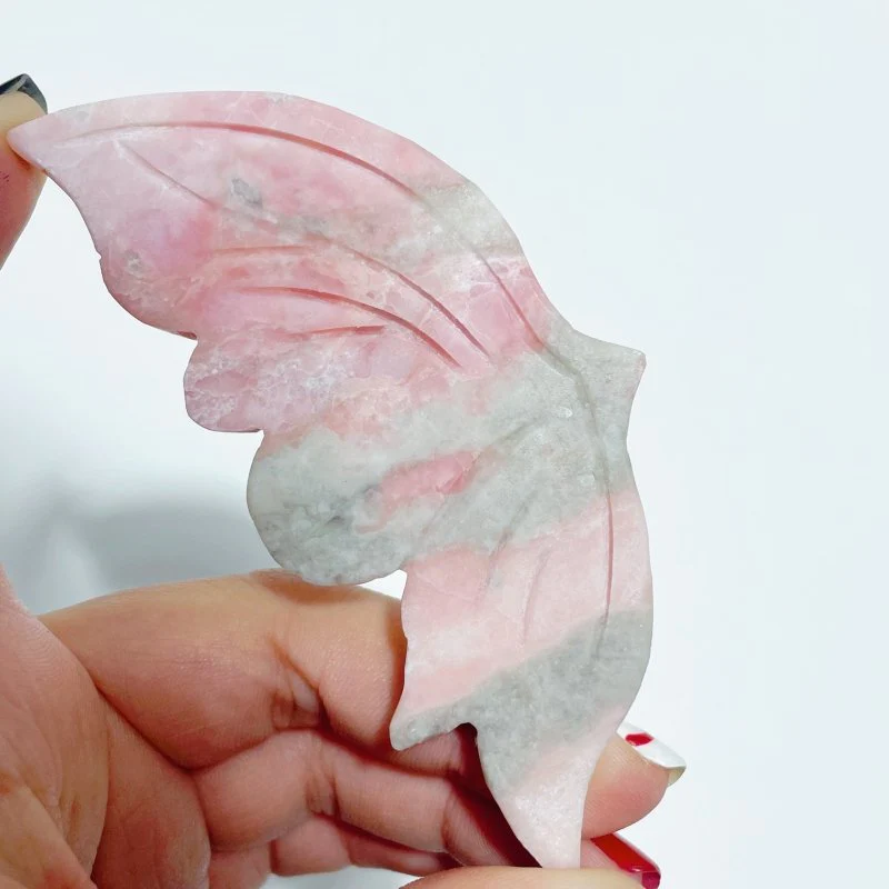 3 Pairs Cute Pink Opal Butterfly Wing Carving With Stand - Image 8