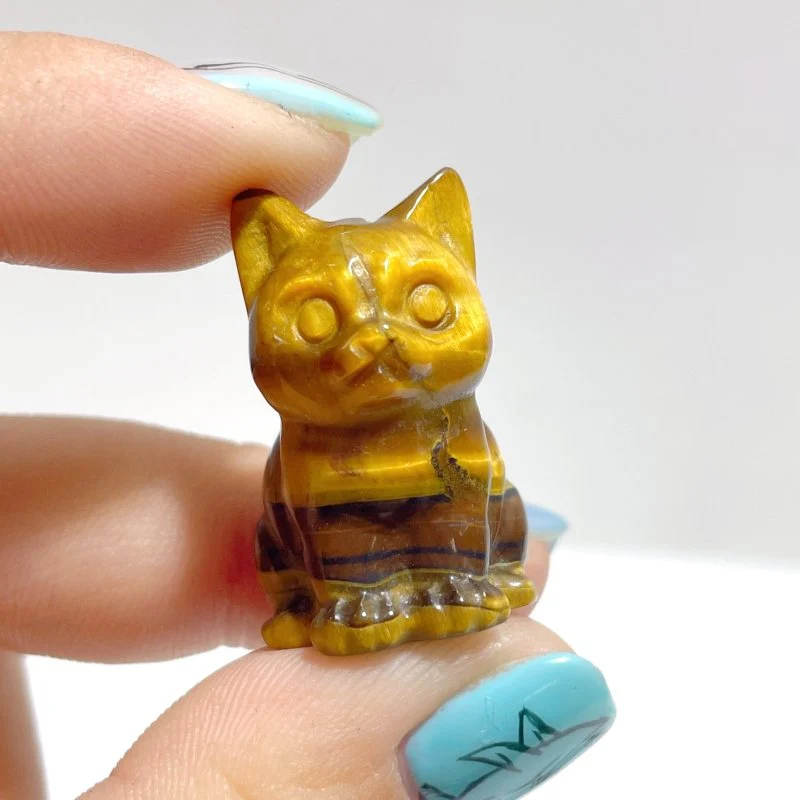 Cute Tiger Eye Cat Crystal Carving Wholesale