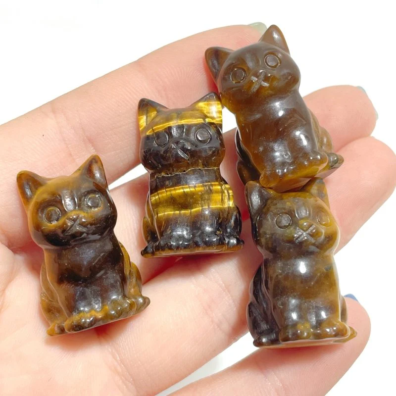 Cute Tiger Eye Cat Crystal Carving Wholesale - Image 8