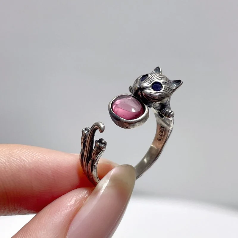 #F2 Silver Rings Cat Shape Wholesale Opal Peridot Garnet Topaz Amethyst Tourmaline Moonstone - Image 10