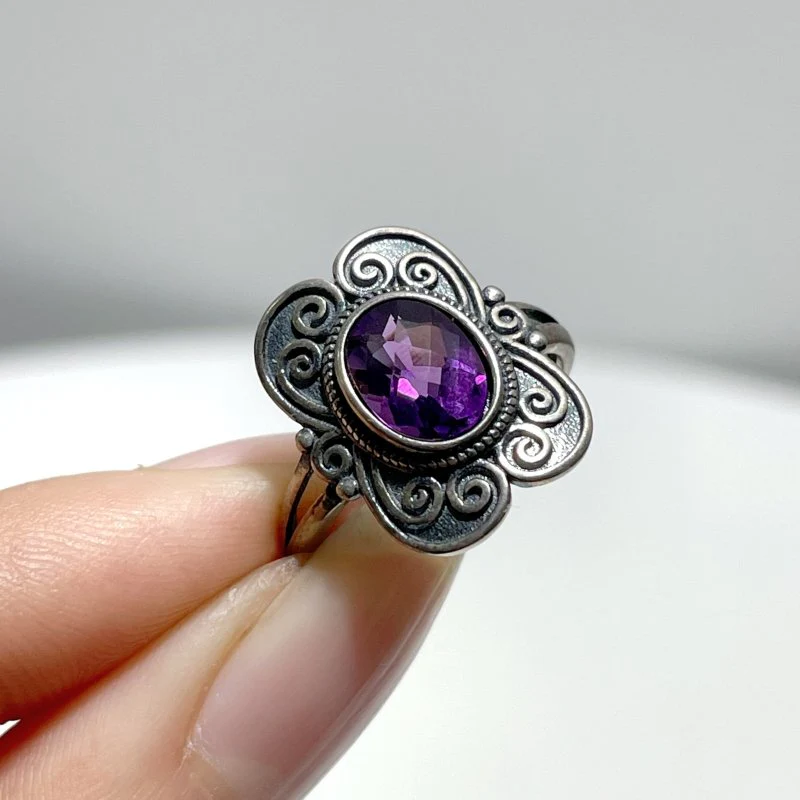 #D12 Silver Rings Wholesale Citrine Sunstone Garnet Topaz Amethyst Black Tourmaline Rutile Moonstone - Image 4