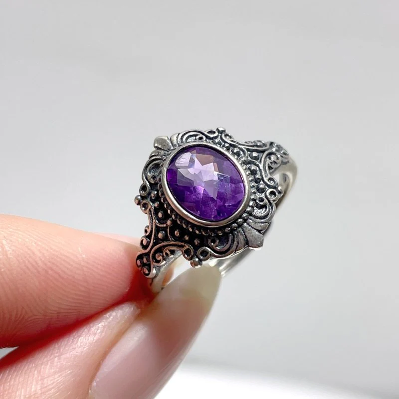 #D14 Silver Rings Wholesale Citrine Sunstone Garnet Topaz Amethyst Black Tourmaline Rutile Moonstone - Image 3