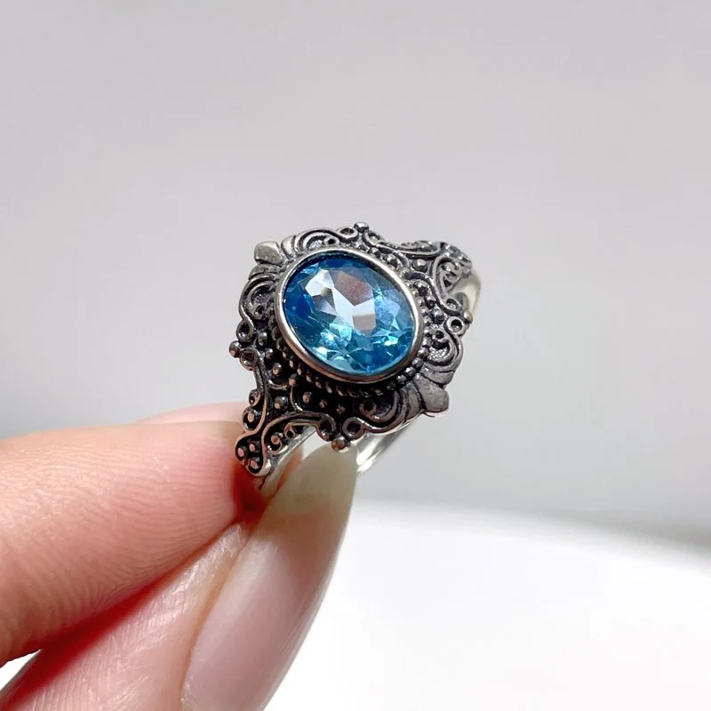 #D14 Silver Rings Wholesale Citrine Sunstone Garnet Topaz Amethyst Black Tourmaline Rutile Moonstone - Image 4