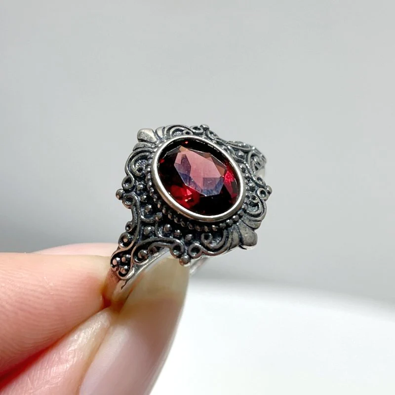 #D14 Silver Rings Wholesale Citrine Sunstone Garnet Topaz Amethyst Black Tourmaline Rutile Moonstone - Image 5