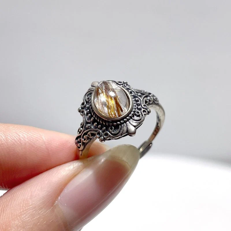 #D14 Silver Rings Wholesale Citrine Sunstone Garnet Topaz Amethyst Black Tourmaline Rutile Moonstone - Image 7