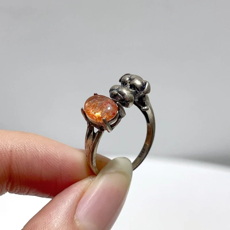 #D15 Silver Rings Dog Shape Wholesale Black Tourmaline Sunstone Amethyst Topaz Citrine