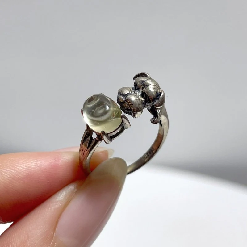 #D15 Silver Rings Dog Shape Wholesale Black Tourmaline Sunstone Amethyst Topaz Citrine - Image 5