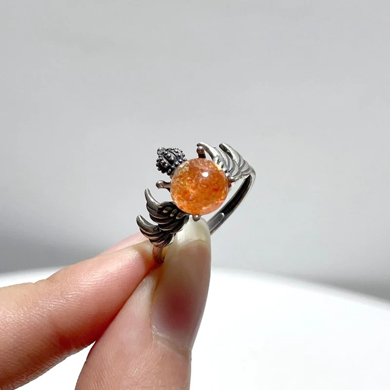 #D3 Silver Rings Wing Crown Shape Wholesale Malachite Sunstone Lavender Amethyst Citrine Rhodochrosite - Image 2