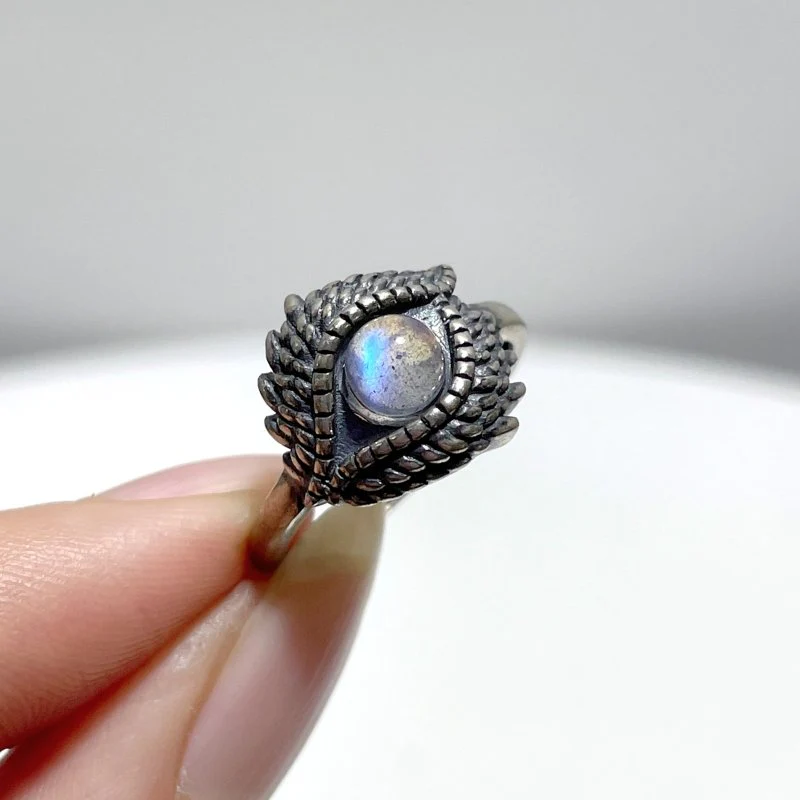 #D8 Silver Rings Eye Shape Wholesale Rutile Labradorite