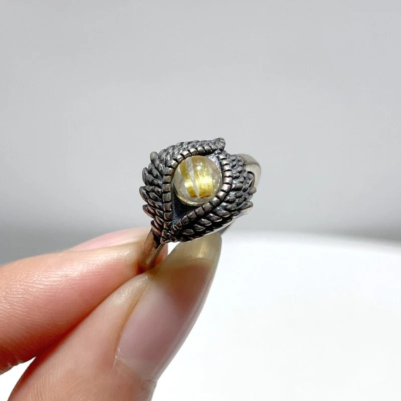 #D8 Silver Rings Eye Shape Wholesale Rutile Labradorite - Image 2