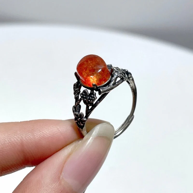 #D9 Silver Rings Flower Shape Wholesale Labradorite Moonstone Garnet Sunstone Rose Quartz - Image 3