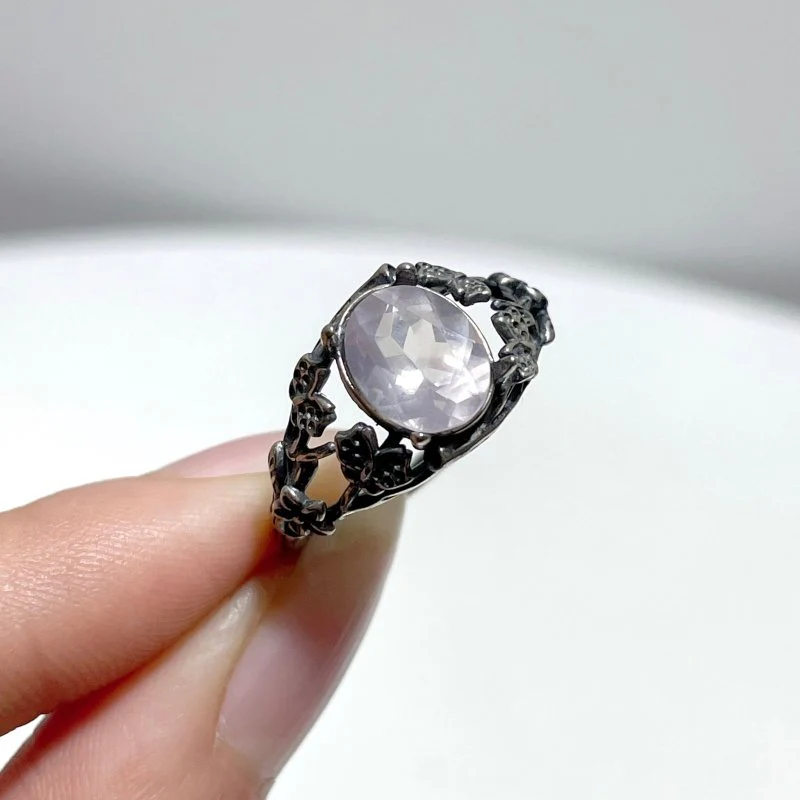 #D9 Silver Rings Flower Shape Wholesale Labradorite Moonstone Garnet Sunstone Rose Quartz - Image 4